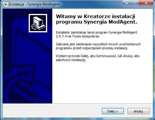 Synergia ModAgent proces instalacji 4.