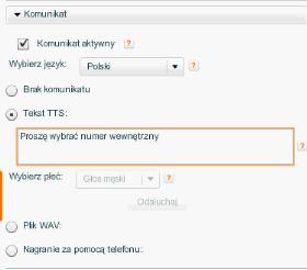 Rysunek 26. Blok Wewnętrzny: Komunikat 3.2.1.2.3. Sekcja Zajęty Sekcja Zajęty określa informację podawaną i akcję podejmowaną w momencie, gdy wybrany numer wewnętrzny jest zajęty.