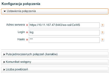 zewnętrznym. W zakładce Pula jednoczesnych połączeń (kanałów) można ustawić maksymalną dopuszczalną liczbę jednoczesnych połączeń do zewnętrznego serwera.