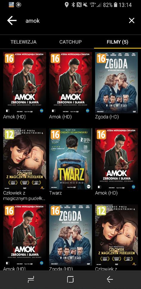 Multimedia GO Zadanie Uruchom aplikację Wyszukaj film Amok Sprawdź galerię Uruchom zwiastun filmu Konsultant niedowidzący, Zadanie nie zostało wykonane.