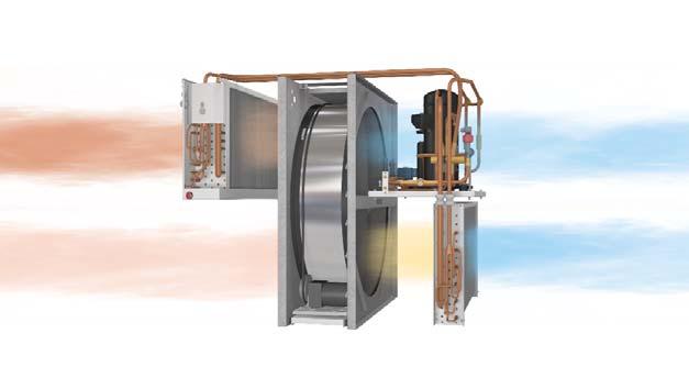 RHP powyżej 140 % by uzyskać maksymalną wydajność, centrale KOMFOVENT RHP zaprojektowano tak, by odzyskiwały energię w dwóch stopniach: I stopień odzysku przez entalpiczny obrotowy wymiennik ciepła