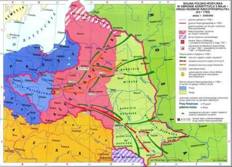 Rzeczypospolitej. Wymienienie państw, które wzięły udział w II rozbiorze oraz wskazanie terytoriów zabranych Polsce przez wrogie mocarstwa.