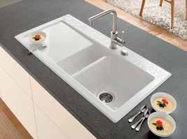 SUBWAY 60 Zlewozmywak wpuszczany w blat 100 x 51 cm 4 oznaczone otwory 3 oznaczone otwory 6712 6770 Wersja Trendline, kolor KT - white pearl Decor Wymagany wymiar otworu w blacie: 97 x 48 cm