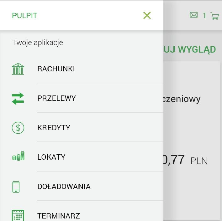 Panel sterowania Panel sterowania umożliwia dostęp do ogólnej konfiguracji użytkownika, opcji wylogowania z systemu, szybkiego przejścia do pulpitu czy też przejścia do poszczególnych miniaplikacji