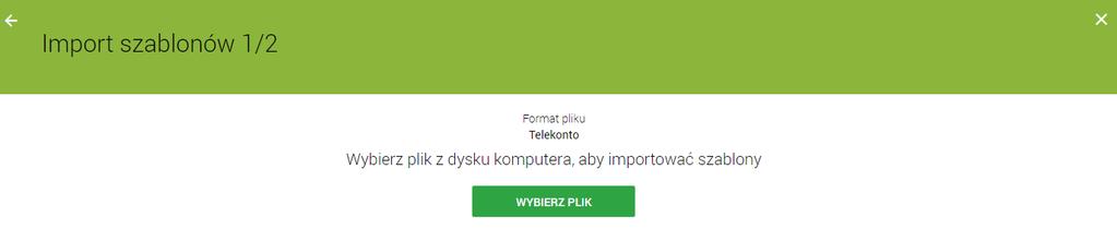 Import szablonów Import szablonów z danymi odbiorców dostępny jest z poziomu listy szablonów przelewów po wyborze odnośnika IMPORT.