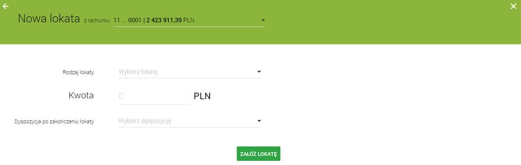 Aby przejść do szczegółów wybranej lokaty należy z poziomu listy lokat dla rozwiniętego wiersza wybranej lokaty wybrać przycisk SZCZEGÓŁY, wyświetlane jest wówczas okno : Z poziomu okna, oprócz