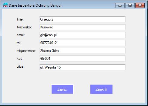 Dane inspektora ochrony danych osobowych. Rysunek 15 Dane inspektora ODO Wzorzec upoważnienia nr 2210 Wprowadzono nowy wzorzec upoważnienia o nr 2210.