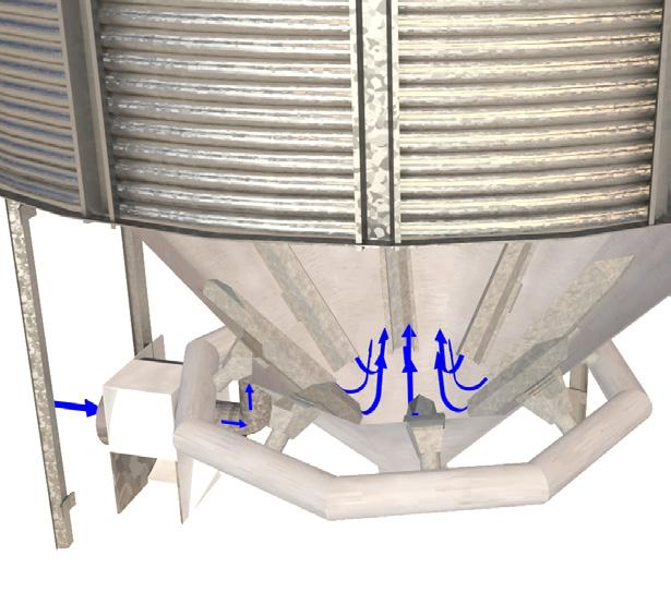 178 10 610/5T45 211 5,7 11,2 610/6T45 244 6,9 12,3 Dostępne także większe modele! Zapytaj o silosy paszowe Ø1,8-3,5m. System wentylacji Silosy z lejem metalowym można wyposażyć w system wentylacji.