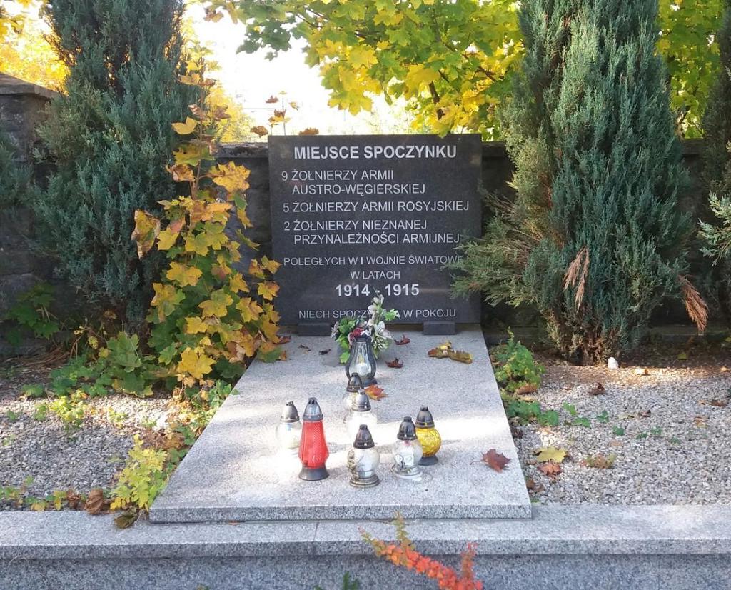 KWATERA WOJENNA W KSIĄŻU WIELKIM Ryc.15 Kwatera wojenna na cmentarzu parafialnym w Książu Wielkim autor: Figiel Tomasz Kwatera pochodzi z okresu I Wojny Światowej.