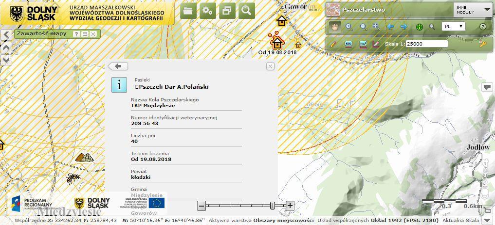 Na emapie istnieje możliwość umieszczenia dokładniejszych informacji