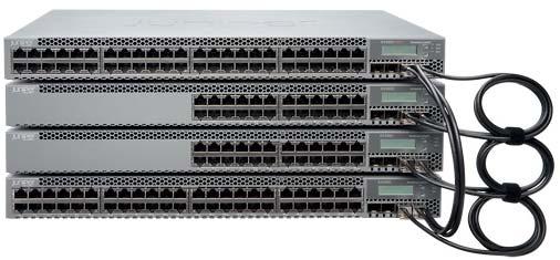 Biuletyn IT EX 4500 dwa przełączniki łączone portami dedykowanymi VCP lub portami uplink 10 GbE, EX 4200/4500 VC w trybie Mixed pozwalające na użycie dwóch przełączników EX 4500 i ośmiu przełączników
