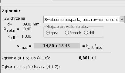 Str. 16 Poz.3. Słupy drewniane główne i pod oparcie belek nadprożowych. Obciążenie słupka reakcją z belki nadprożowejj Poz.2.