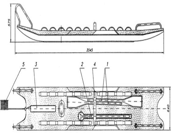 Strona 36 szerokość 64 cm; wyporność ok. 220 kg; wysokość 57,5 cm. 1. Wiosło składane 2. Bosak teleskopowy 3.