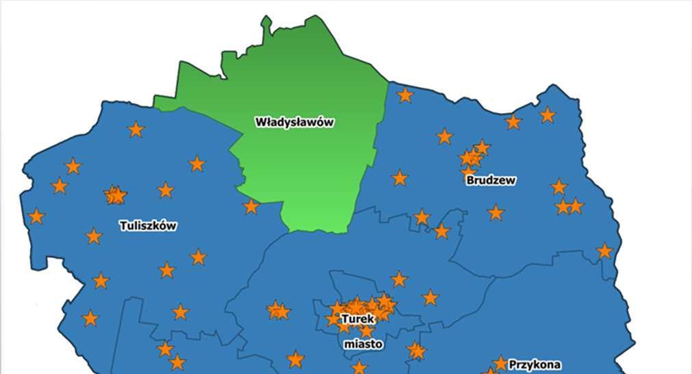 Gminy powiatu tureckiego wchodzących w