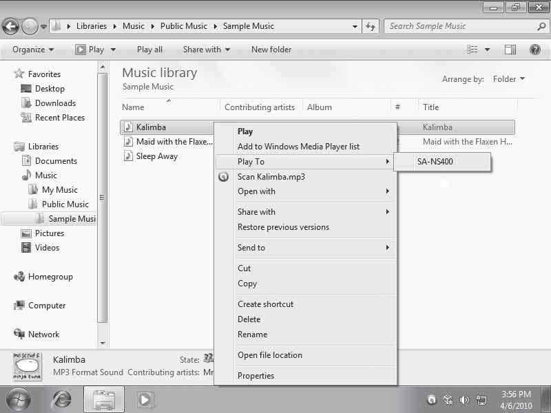Słuchanie muzyki znajdującej się na komputerze z systemem Windows 7 1 Uruchom oprogramowanie [Windows Media Player] systemu Windows 7. 2 Włącz przesyłanie mediów.