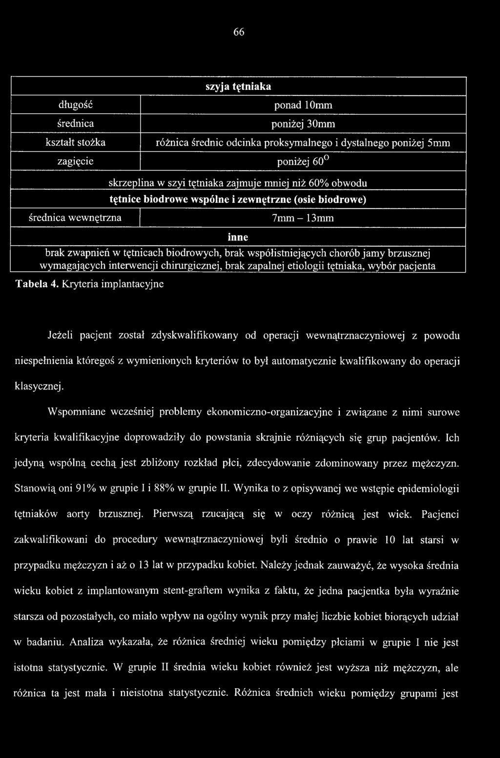 klasycznej. Wspomniane wcześniej problemy ekonomiczno-organizacyjne i związane z nimi surowe kryteria kwalifikacyjne doprowadziły do powstania skrajnie różniących się grup pacjentów.