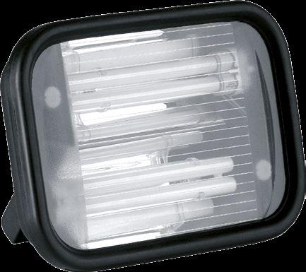 MAGNUM 36W NAŚWIETLACZE / FLOODLIGHTS IK10 IP54 220-240V 50-60Hz 24V 1 - Moc: 36W - Maksymalny strumień świetlny: 1400lm - Źródło światła: świetlówki TC-L (2x18W) - Trzonek: 2G11 - Typ balastu: EVG -