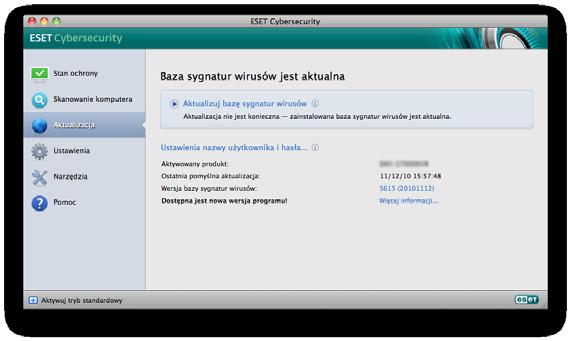 Uruchamianie programu ESET Cybersecurity Program ESET Cybersecurity uruchamia ochronę komputera natychmiast po aktywacji.