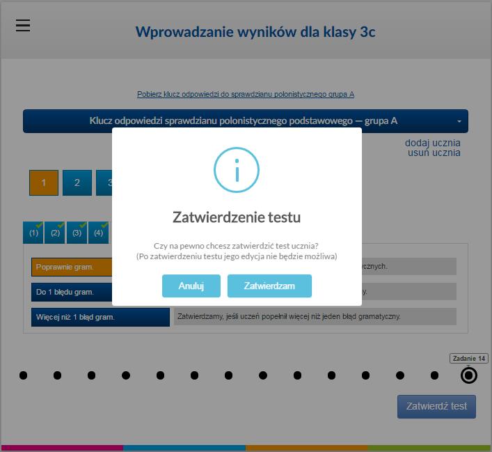 12. Po zatwierdzeniu klucza dla danego ucznia otrzymasz jedną z dwóch