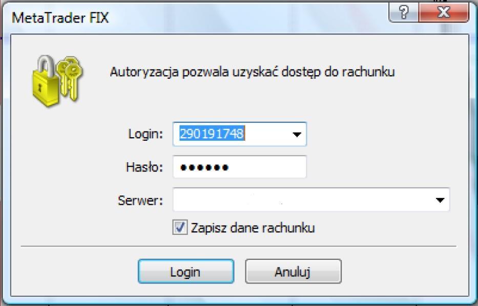 Możesz wybrać serwer MetaTrader: : MT4 Demo - dla kont demo, pozostałe serwery oznaczone Real są dla klientów posiadających konta rzeczywiste. Pamiętaj!