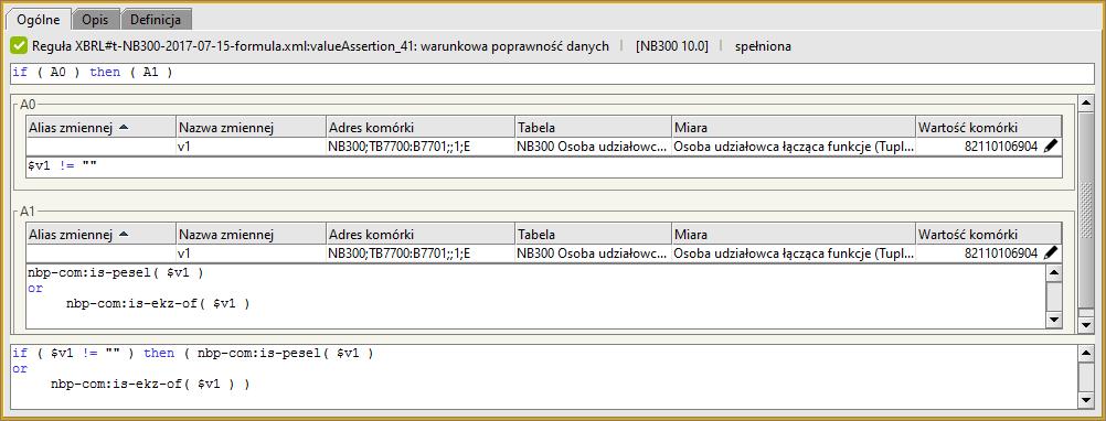 Reguła ta występuje we wszystkich komórkach B7301, formularzy: NB300 i NBS300. 3.33 Reguła: valueassertion_40 Rysunek 40.