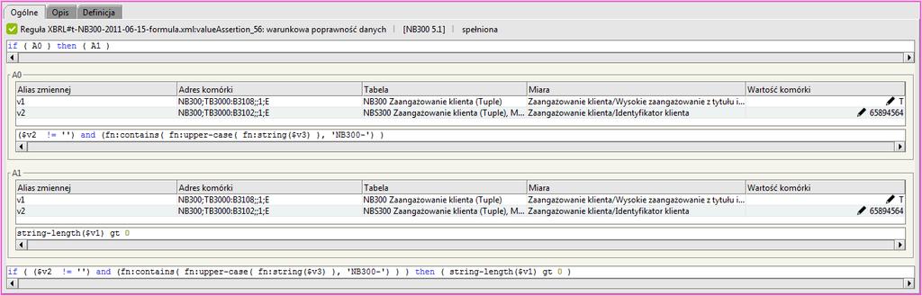 Reguła: valueassertion_52 dla wielkości raportowanej w komórce B7501 "Forma prawna", występuje odpowiednia wartość w komórce B7503 " Identyfikator udziałowca".