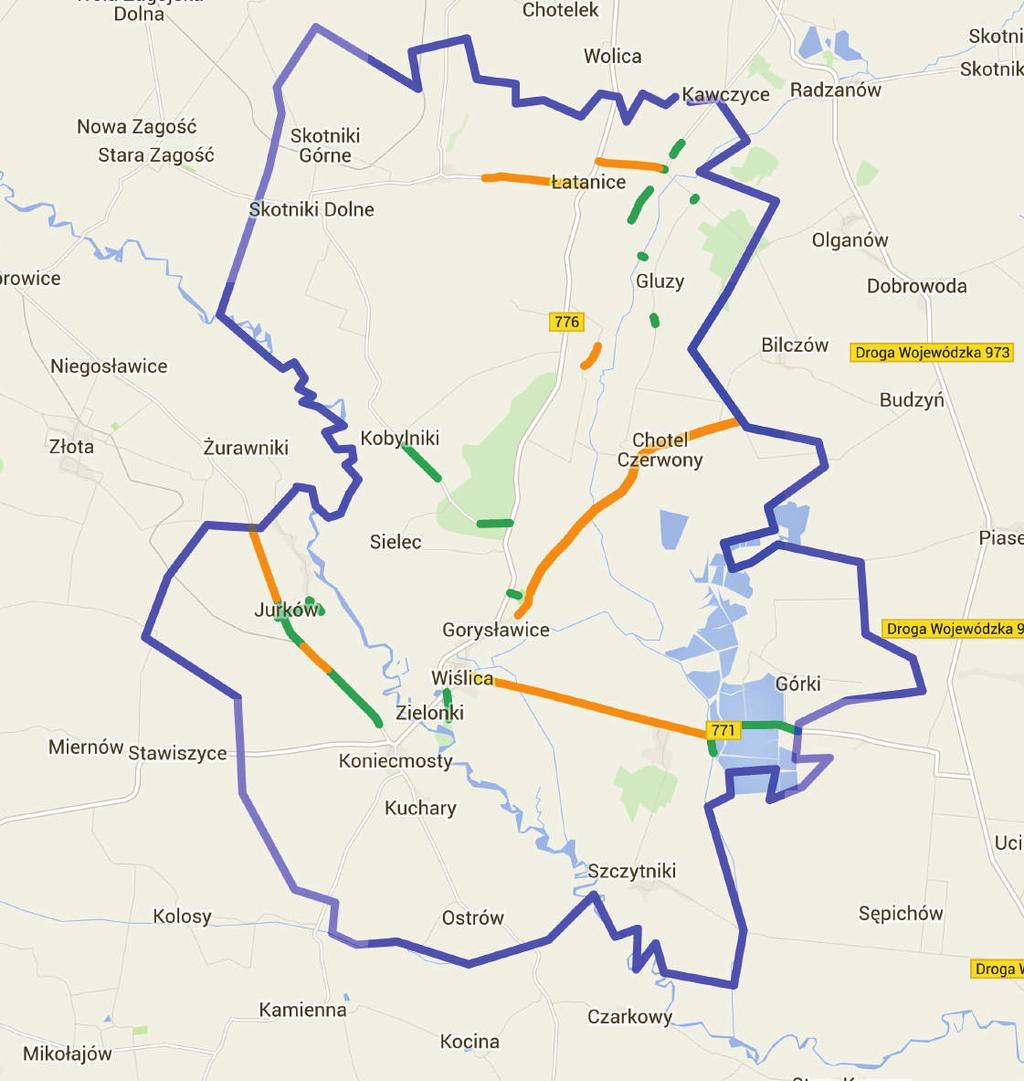 GMINA WIŚLICA MAPA ZINWENTARYZOWANYCH ALEI ORAZ POTENCJALNYCH LOKALIZACJI NOWYCH ALEI H G 7 8 9 6 5 C 4 3 2 B F 17