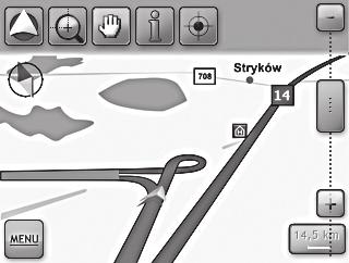 2. Układ i znaczenie podstawowych przycisków 2.1. Mapa bez wyznaczonej trasy Jeśli nie wyznaczono żadnej trasy, to ekran główny MapyMap wygląda tak, jak pokazano na poniższym rysunku.