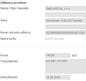 Inne systemy płatności: Sprawa załatwiana