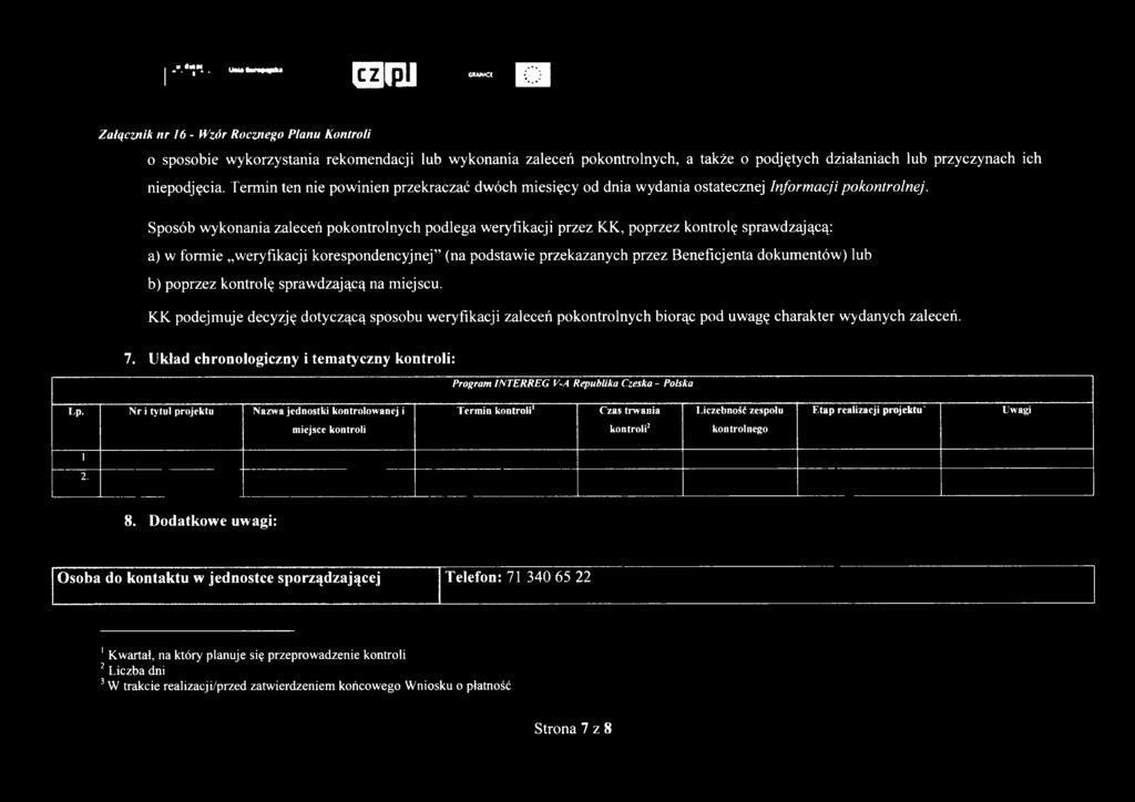 Sposób wykonania zaleceń pokontrolnych podlega weryfikacji przez KK, poprzez kontrolę sprawdzającą: a) w formie weryfikacji korespondencyjnej (na podstawie przekazanych przez Beneficjenta dokumentów)