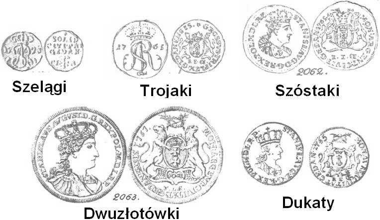 14 Emisje szelągów, trojaków, szóstaków oraz dukatów kontynuowano w pierwszych czterech latach panowania Stanisława Augusta Poniatowskiego (1764-1795).