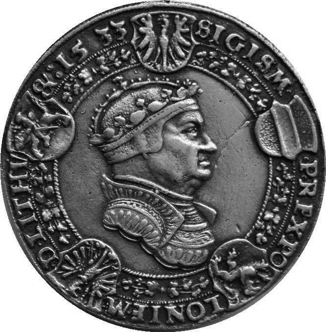 27 Awers medalu Zygmunt Stary i August II typ Medale wykonane w dwóch odmianach rewersów z Zygmuntem