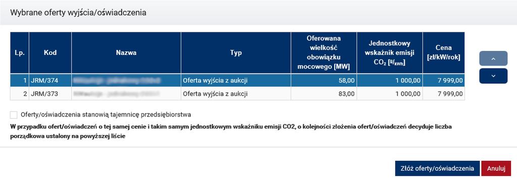 System umożliwia oznaczenie składanych ofert/oświadczeń jako tajemnica przedsiębiorstwa poprzez zaznaczenie pola: UWAGA! 1.