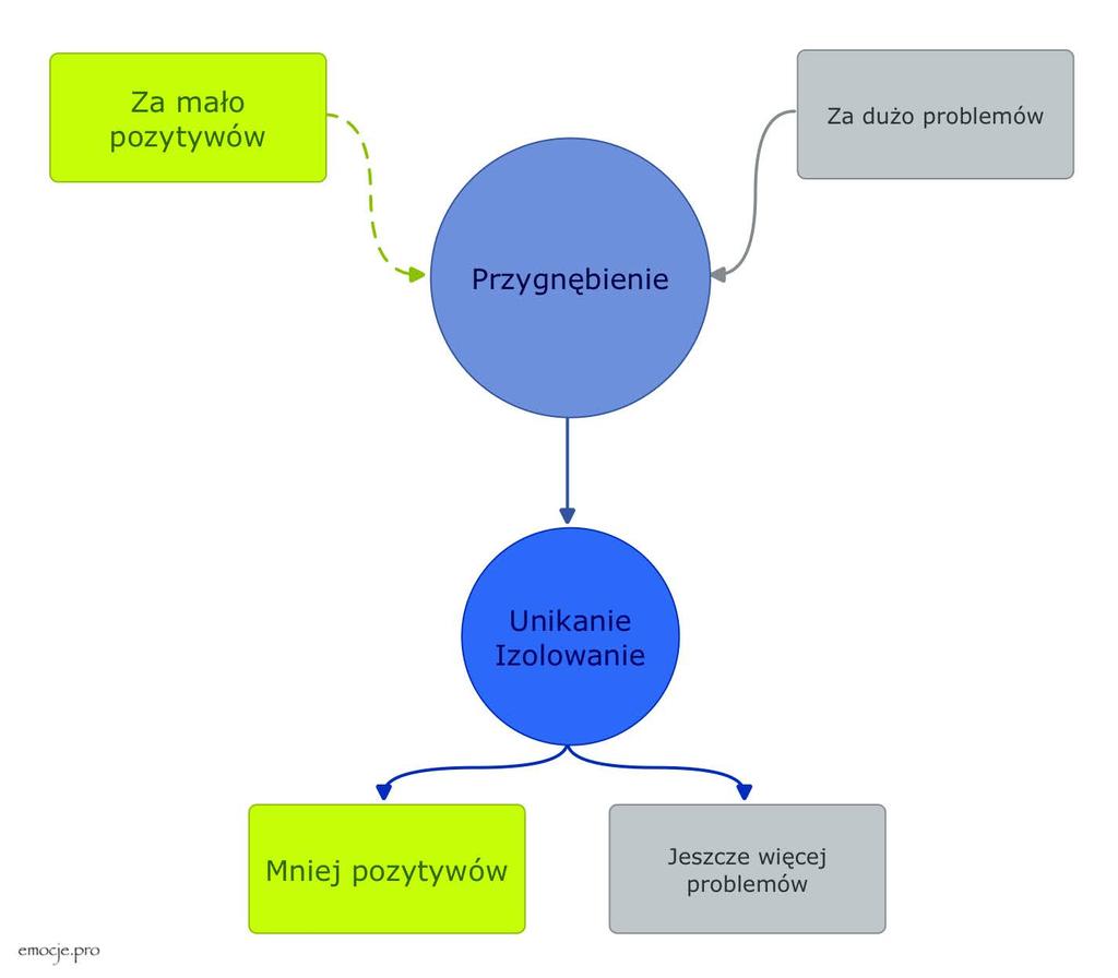 Zrozumienie depresji, podsumowanie dotychczasowych informacji Depresja jest spowodowana przez kombinację następujących czynników: zbyt mało źródeł dobrostanu i zbyt wiele źródeł kłopotów.