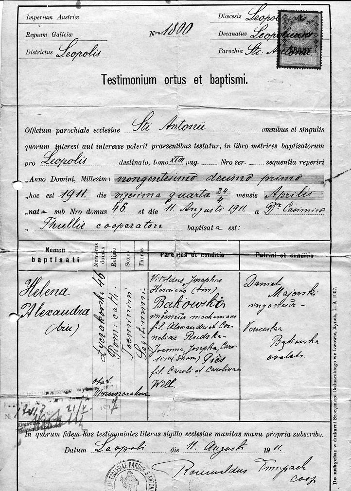 17a Helena Aleksandra Jaxa-Bąkowska ur. 24.04.1911 r. we Lwowie zm. 23.11.1993 r.