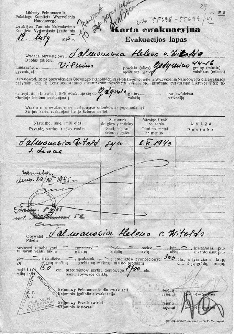 w trakcie choroby na tyfus i ciężkie zapalenie miedniczek nerkowych, z gorączką 40º rodzi syna w szpitalu św. Jakuba (na Łukiszkach) - cyt. z książki Wileńskie korzenie, wyd. Wers Olsztyn 2012: (.