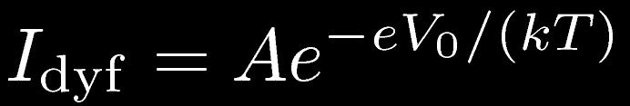 Prądy w niespolaryzowanym złączu p-n (bez zewnętrznego napięcia) Idyf Idryf Prąd dyfuzji (recombination current) prąd nośników większościowych