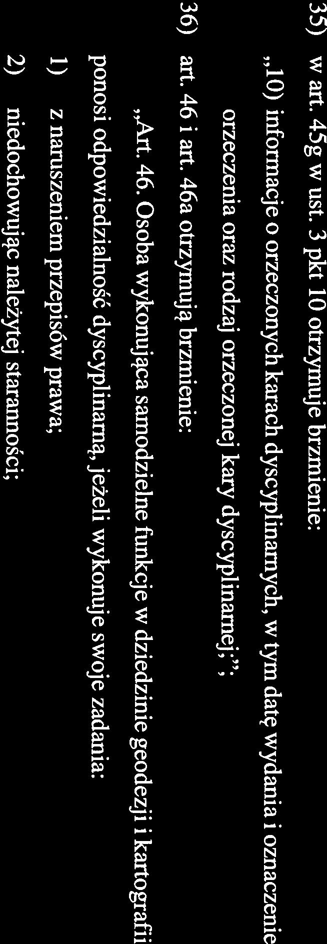 - Prawo wodne (Dz. U. z 2012 r. poz. 145, z późn. zm. 13 ). ; 33) tytuł rozdziału 8 otrzymuje brzmienie: Uprawnienia zawodowe oraz odpowiedzialność dyscyplinarna ; 34) wart.44b: a) ust.