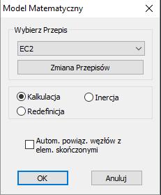 OBLICZENIA Obliczenia: Polecenie używane jest do automatycznego obliczania modelu matematycznego projektu. Oznacza to, że fizyczne komponenty (słupy, belki, itd.