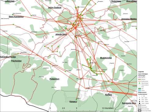 "Likwidacja obszarów wykluczenia informacyjnego i budowa Dolnośląskiej Sieci Szkieletowej" Większe miasta województwa dolnośląskiego W rozdziale zaprezentowana została analiza sieci szkieletowej i