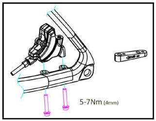 D-1) UWAGA: W przypadku mocowania na słupku moment dokręcania wynosi 6-8 Nm (5 mm). Wyosiować zacisk z otworami montażowymi ramy/widelca.