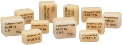 IPS EMPRESS CAD Bloki z dwukrzemowo-litowej ceramiki szklanej, leucytowa ceramika szklana fluorescencyjna.