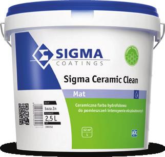 FARBY DO WNĘTRZ SIGMA CERAMIC CEAN NOWOŚĆ Ceramiczna farba hydrofobowa SIGMARESIST IMMUN EF Najwyższa odporność na szorowanie, klasa zgodnie z EN 00 (ubytek < um po 00 cyklach szorowania)