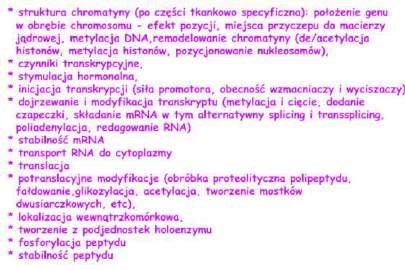 Regulacja aktywności genów 5. Redagowanie (editing) RNA Regulacja aktywności genów 6.