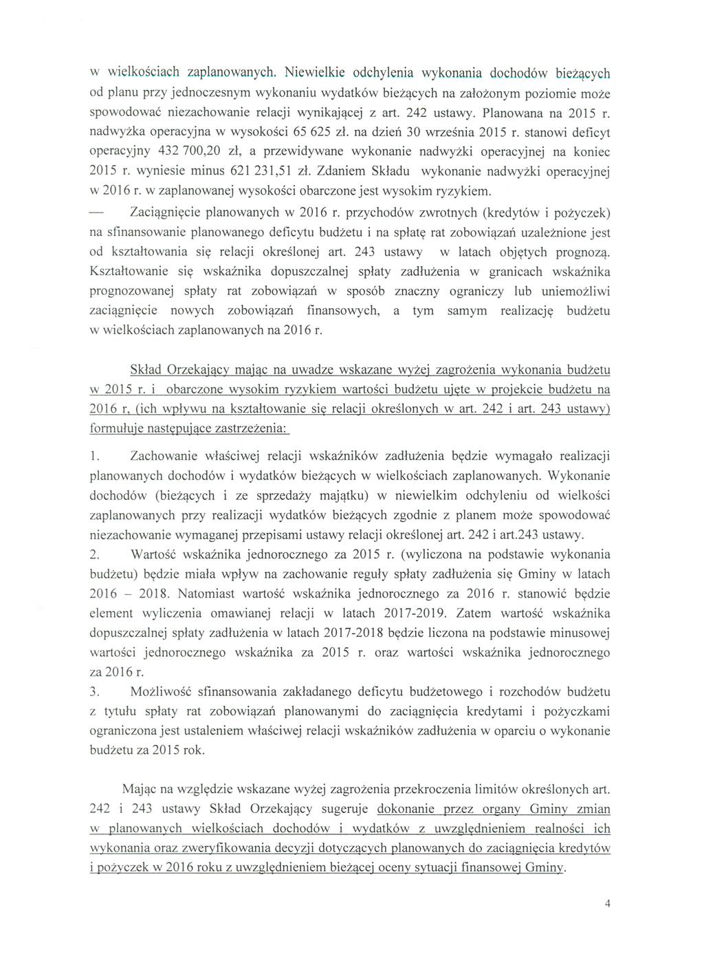 w wielkościach zaplanowanych.