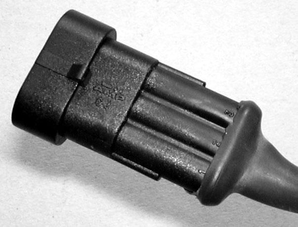 Nr pinu T165-0019 Nr pinu na wtyczce AMP Kolor żyły Przyłącze 1 czarny masa 2 brązowy zasilanie 12 V 3 niebieski sygnał Czujnik prędkości - tachometr Tachometr