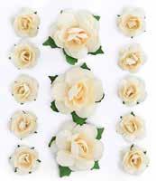 , biały 251106 4 90 Kwiaty samoprzylepne papierowe CLEMATIS, 6 szt.