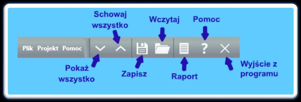 5.3. Ikony szybkiego wyboru Ikony szybkiego wyboru pozwalają jednym kliknięciem uzyskać dostęp do najczęściej używanych funkcji programu, takich jak: Pokaż wszystko pokazuje wszystkie elementy z