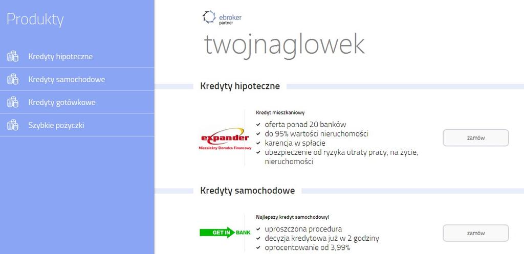 Widok jednej kategorii W przypadku, gdy zaznaczysz produkty tylko w jednej kategorii (np.