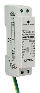 klasy 1 DSLP: ochrona przeciwprzepięciowa obwodów oświetlenia DSLP1 GDT DSLP1/Y system system Opis DSLP1-2L DSLP1-2L/Y Zastosowanie 2-277 AC TT/TN Maks. znam.